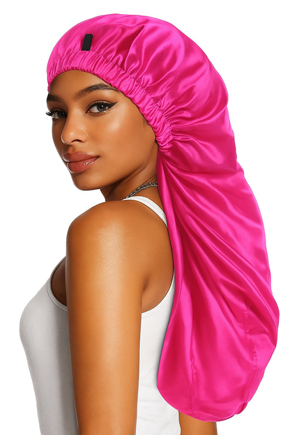 Labelle Rapunzel – Touca de Cetim Longa Ajustável | Rosa Vibrante