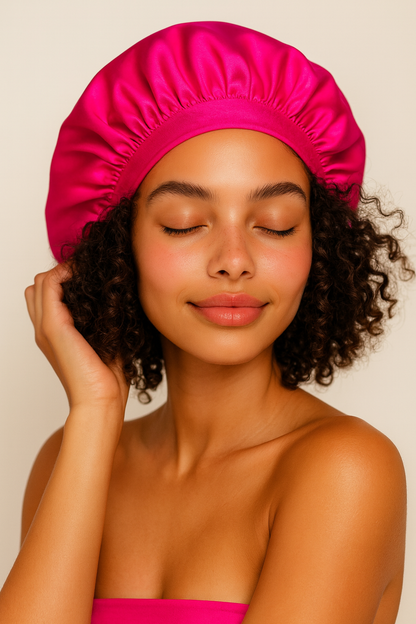 Labelle Rapunzel – Touca de Cetim Longa Ajustável | Rosa Vibrante